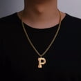 thumbnail image 4 of Baseball Initial A-Z Letter Pendant Necklace Cuban Chain Stainless Steel Jewelry, 4 of 7