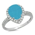 thumbnail image 3 of 2.38 ct Pear Cut Simulated Turquoise with Simulated Diamond Halo Accents 14K White Gold Womens Engagement Ring, 3 of 4