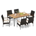 thumbnail image 2 of Costway 7 PCS Patio Dining Set with Acacia Wood Dining Table Rattan Armchairs Soft Cushions, 2 of 7