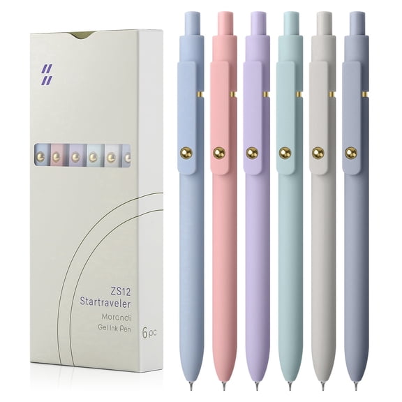 FIOVER 6PCS Retractable Gel Ink Pens 0.7mm No Smear & Smudge Black Ink Pen
