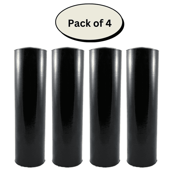 18" x 1500' Black Stretch Wrap | 80 Gauge Self-Adhesive Film for Packaging, Shipping & Box Wrapping | 4 Rolls per Case