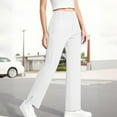 thumbnail image 2 of Hinvhai Girls Dress Work Pants High Waisted Flare Casual Slacks Stretchy Boot Cut Yoga Trousers White 13 Years, 2 of 9
