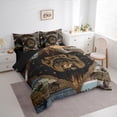 thumbnail image 3 of Feelyou Brown Bear Bedding Comforter Set 7pcs for Men, Woodland Wildlife King Bedding Sets, Rustic Lake House Reversible Bed Sheets, Microfiber Bedroom Decor, 3pcs, 3 of 7