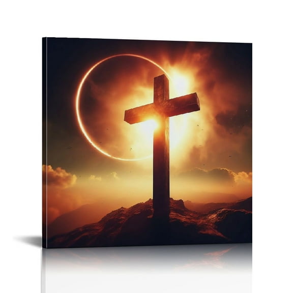cross wall art decor Christian wall art, cross Canvas Wall Art Print ,cross Decorations Religious Christian Gifts for Church Prayer Room Living Room Home Decor Wooden Framed