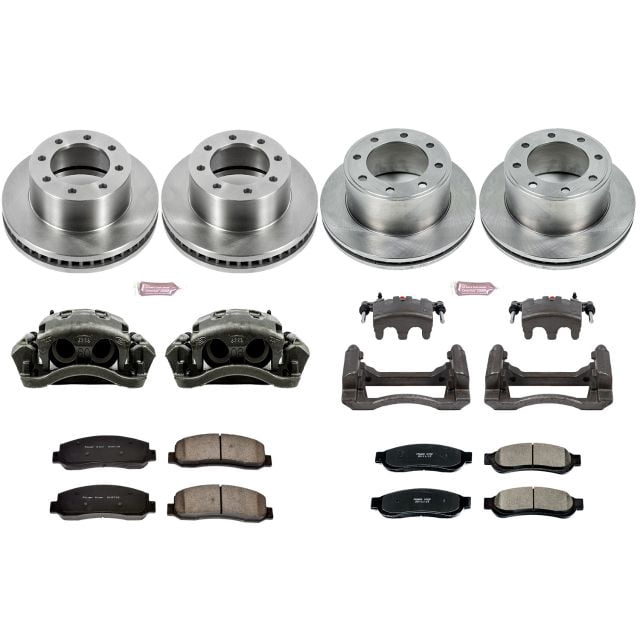 PowerStop Front and Rear Stock Replacement Brake Pad and Rotor Kit with Calipers Fits: FORD Select Models KCOE5573
