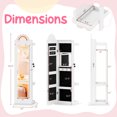 thumbnail image 3 of Gymax 3 In 1 Kids Jewelry Cabinet w/3-Color Lighted Full Length Mirror Clothes Rack White, 3 of 10