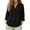 *1-Black, variant on VBVC Women's Cotton Linen Look Blouse,V-Neck 3/4 Sleeve Shirt For Women,Ladies Summer Work Office Tops with Pocket,Orange,S-3XL