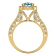thumbnail image 4 of 2.7ct Round Cut Blue Moissanite 18k Yellow Gold Engraving Statement Bridal Wedding Halo Designer Ring Size 8.5, 4 of 5
