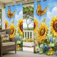 thumbnail image 2 of Summer Sunflower Flowers Outdoor Curtains for Patio, Butterfly Plant Oil Painting Waterproof Outside Curtains Privacy Blackout Curtain for Porch Pergola Cabana, 1 Panel 54W x 108L Inch, 2 of 9
