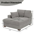 thumbnail image 2 of UIXE Chaise Lounge Indoor Upholstered Corduroy Sofa with Right Armrest for Living Room Bedroom, Light Gray, 2 of 7