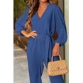 thumbnail image 4 of PRETTYGARDEN Women's Fall Jumpsuits Dressy Casual Pants Romper Spring Long Sleeve V Neck Belt Pockets One Piece Outfits, 4 of 7