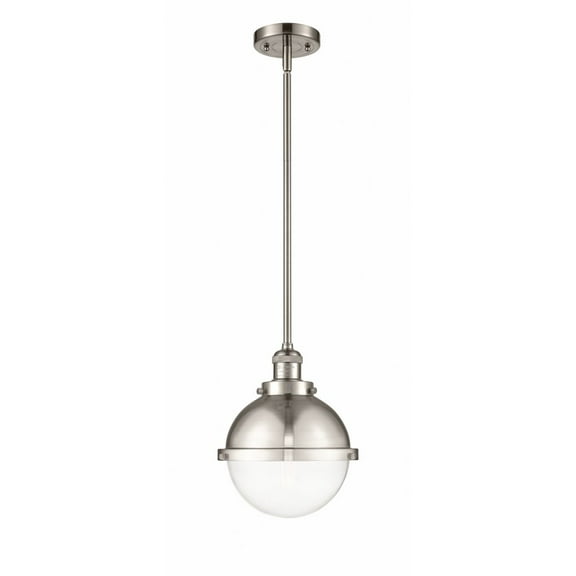 Innovations Lighting  Franklin Restoration Hampden 1 Light 9" Stem Hung Mini Pendant Clear/Brushed Satin Nickel