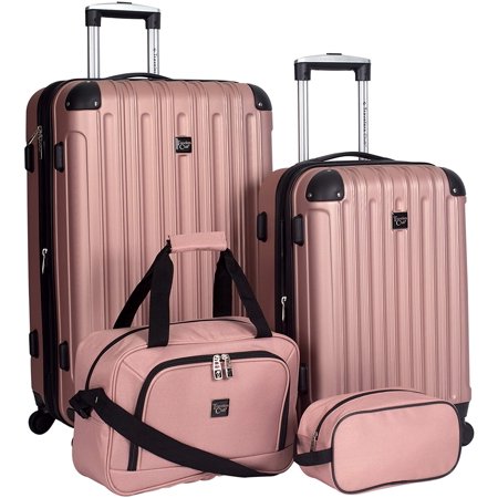 Expandable Midtown Hardside 4-Piece Luggage Travel Set, Rose Gold