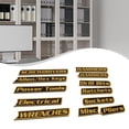 thumbnail image 4 of 12 etiquetas para caja de herramientas. Versátiles y fáciles de instalar. Etiquetas metálicas para cajones, armarios y almacenamiento en garaje. Amarillo, 4 of 8