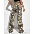 thumbnail image 3 of DHXXH Camo Pants Women Casual High Waist Wide Leg Y2K Camouflage Overalls Loose Elastic Waist Straight Jeans(Size:S-XL), 3 of 5