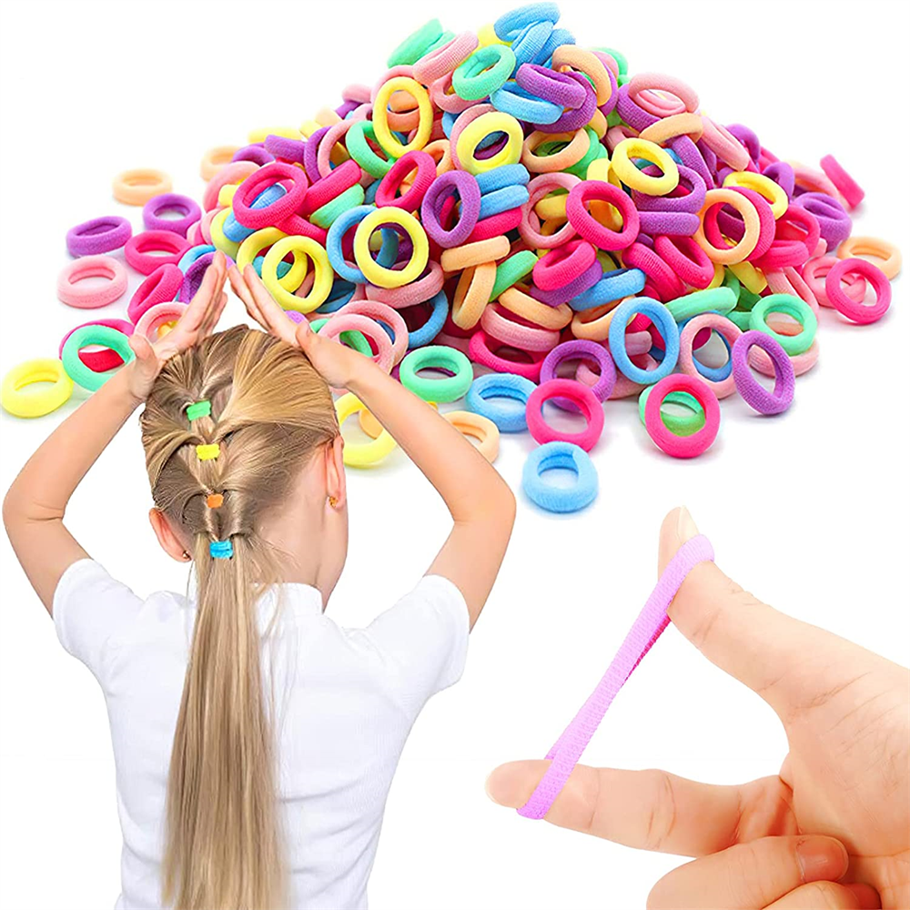 Casewin 100 Pcs Baby Hair Ties, Elastic Hair Bands Small Hair Ties for Girls Rubber Bands Elastic Ponytail Holders (10 Colors)
