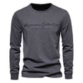 thumbnail image 1 of RXIRUCGD Chemise Homme Couleur Unie Coton Col Rond Manches Longues Tendance Lettre Temps Libre Couche Inférieure Extérieure, Gris Foncé, Taille : m, 1 of 6