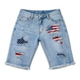 thumbnail image 3 of Trendfront Womens Denim Shorts Distressed Bermuda Jean Shorts American Flag Graphic Frayed Hem Patriotic 4th Of July Casual Summer Bottoms, 3 of 4