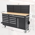 thumbnail image 3 of EastVita Tool Box 61 Inch 10 Drawer Storage Cabinet with Rubberwood Work Surface Rolling Steel Tool Organizer for Professional Workshop and Home Garage Black, 3 of 6