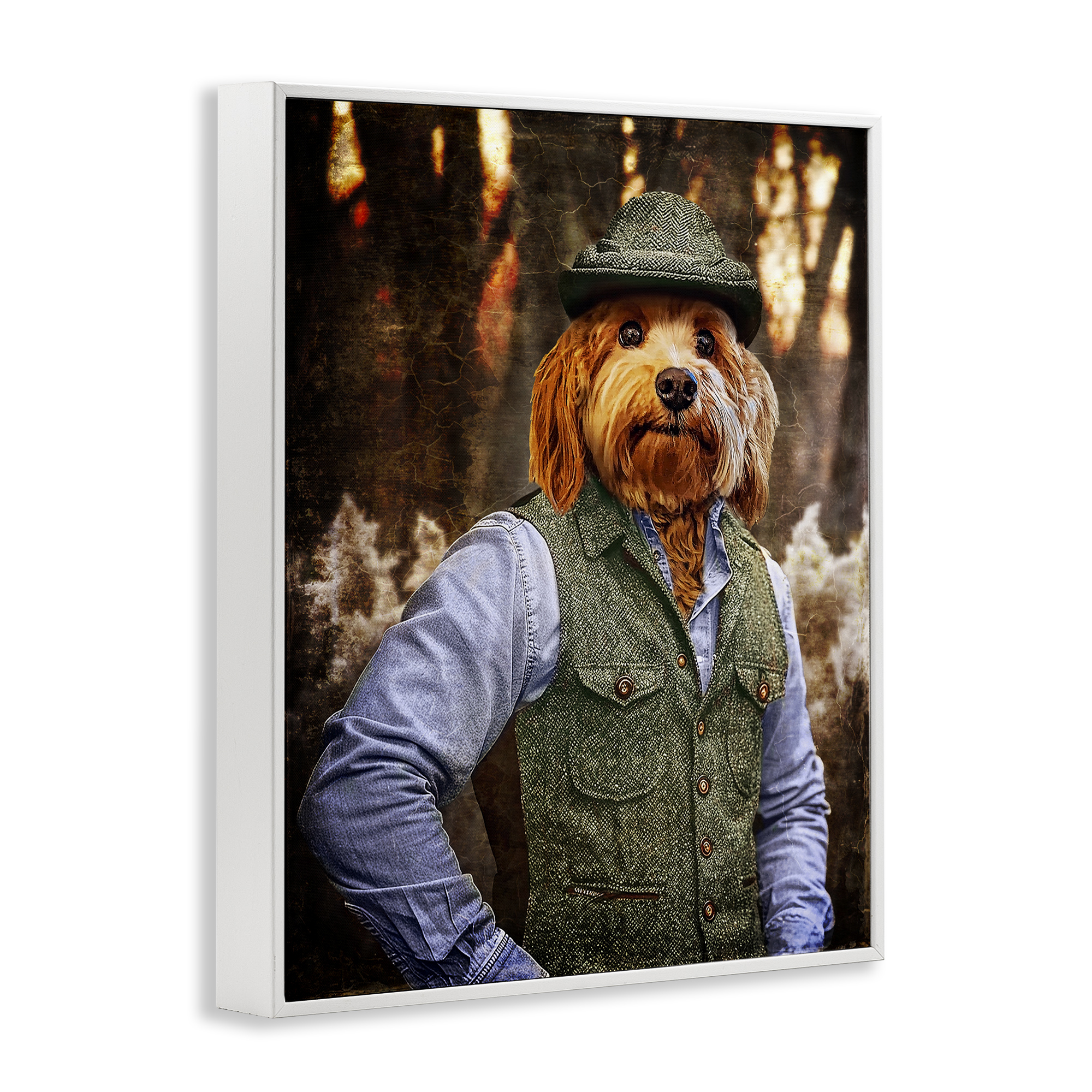 Stupell Industries Terrier Dog Classic Clothing Animals & Insects Painting White Framed Art Print Wall Art, 24 x 30