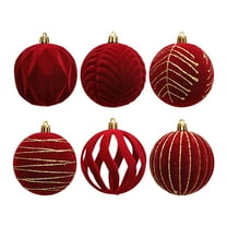 CuiLiyq 6 Pcs Velvet Christmas Balls Set, 3.15 Inch Flocked Shatterproof Christmas Tree Ornaments, Plastic Balls for Home Holiday Wedding Party Decoration (Red)