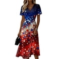 thumbnail image 2 of 4th Of July Dress Women 2025 Independence Day Print Dress Summer Cocktail A-Line Swing Dress, 2 of 5