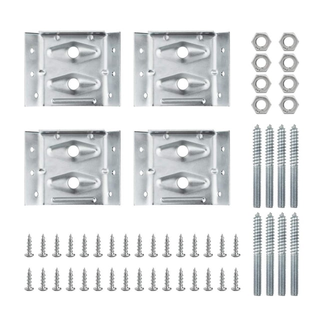 Powertec 71428 Soportes de esquina de montaje en superficie con accesorios de montaje Soportes de esquina para delantales de mesa y patas de mesa, juego de 4