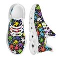 thumbnail image 1 of Zapatillas de deporte con plataforma y cordones para mujer, con estampado 3D de hojas de marihuana coloridas y oscuras, ligeras y casuales, 1 of 6