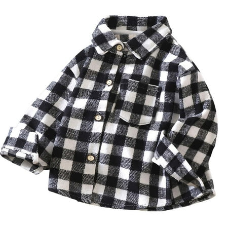 UngA Toddler Boy Long Sleeve Shirt Boys Plaid Flannel Shirt Long Sleeve Button Tops Kids Checkered Shirt Fall Winter Dark Gray 9-10 Years