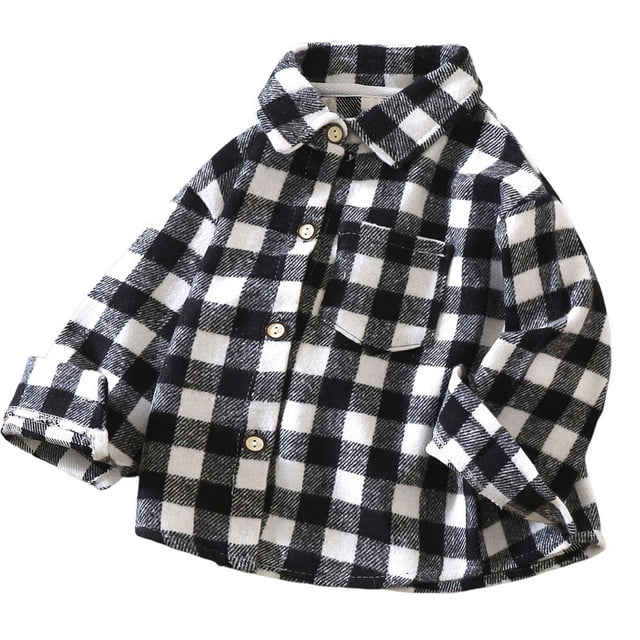 Splozh Veste pour Tout-Petits Bébés Filles Garçons Chemise à Carreaux à Manches Longues pour Garçons et Filles Cardigan Rétro à Blocs de Couleur Haut à Revers à la Mode et Polyvalent Veste Gris Foncé, 5-6 Ans