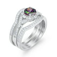 thumbnail image 3 of Three Piece Round Band Ring Bridal Set Rainbow CZ 925 Sterling Silver Size 10, 3 of 4