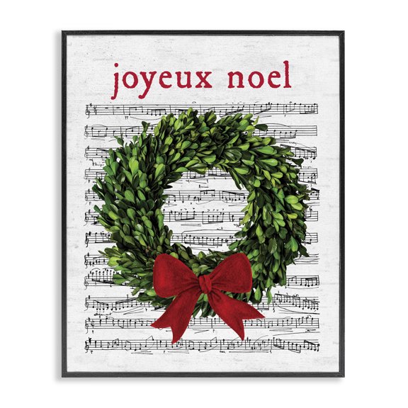 Stupell Industries Cottage Joyeux Noel Vintage Song Black Framed Giclee Art, 16 x 20, by Lettered and Lined