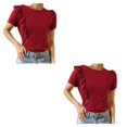 thumbnail image 3 of sweethay Camiseta de mujer con volantes de Color sólido Casual suelta Linda blusa para niñas fiesta escolar verano Top elegante ropa de moda Type15 NO15 sweethay CBP360577, 3 of 5