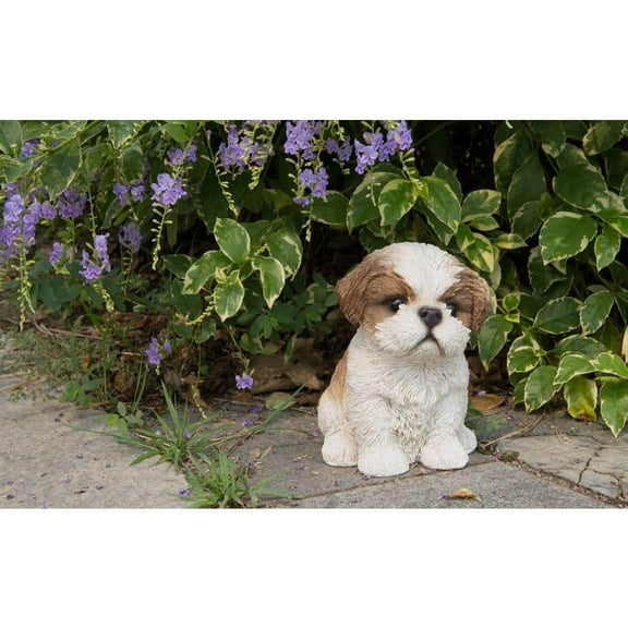 Shih Tzu Puppy Brown and White Statue