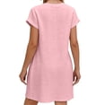 thumbnail image 6 of Vivianyo HD Women's Round Neck Mini Dress, Womens Casual Dress with Diagonal Side Button Short Sleeve Summer Dresses, Women's Pink, Sizes S-2XL, 6 of 6