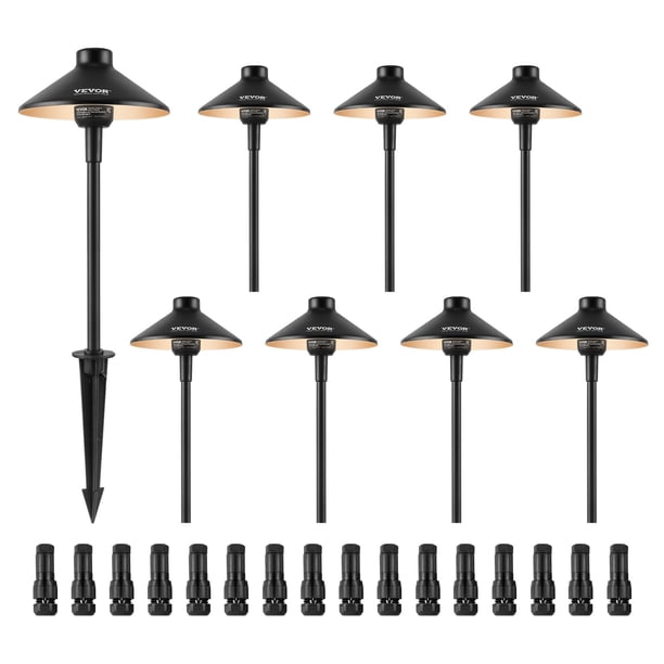 Luces para senderos paisajísticos VEVOR, paquete de 8 unidades, 3 W, 210 lúmenes, 12 V-24 VAC/DC, 3000 K