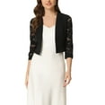 thumbnail image 1 of INSPIRE CHIC Robe Cardigan pour Femmes en Dentelle à Panneaux, Ouverte à l'Avant, Manches Longues, Boléro Court de Bureau, 1 of 6