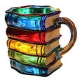 thumbnail image 3 of Taza de café con forma de libro apilado, taza pintada, multifuncional, original, de colección. A, 3 of 9