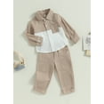 thumbnail image 3 of GXFC Toddler Boys Fall Shirt Outfits 6M 12M 18M 2T 3T 4T Kids Boys Long Sleeve Button-down Shirt Tops and Sweatpants Pants Children Boys Autumn Casual Two Piece Set, 3 of 8