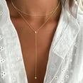 thumbnail image 5 of Turandoss Lariat Gold Necklaces for WomenDainty 14K Gold Plated Y-Shaped Lariat Necklace Cubic Zirconia Drop Necklace Long Layered Necklaces for Women Her Jewelry Gifts, 5 of 7