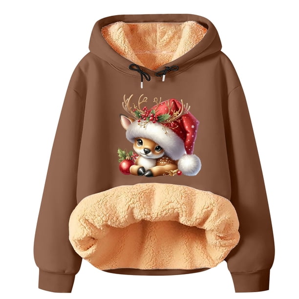 WILLBEST Sudadera Navideña para Mujer, Invierno, Gruesa, Cálida, Colorida, con Capucha, Tops 550 X-Grande