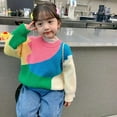 thumbnail image 5 of XBASW 1-8Y Girls' Crewneck Knit Sweater Fall Winter Warm Pullover Sweater Splice Jumper for Baby Toddler Kids, 5 of 9