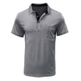 thumbnail image 5 of Men's Summer Solid Color T-shirt With A 3 Button Open Collar And Button Up Short Sleeved Top 3XL, 5 of 5
