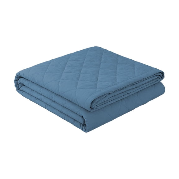 Navy Blue Summer Cooling Quilt, 150x200cm Lightweight Air Conditioning Blanket, Machine Washable Cotton Thin Quilt for Hot Nights