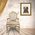 thumbnail image 3 of Fab Funky 20x24 Gold Ornate Wood Framed with Double Matting Museum Art Print Titled - English Bulldog and Flower Glasses, 3 of 4
