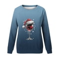thumbnail image 4 of Women Christmas Sweatshirt Funny Red Wine Glass Christmas Shirt Xmas Santa Hat Graphic Pullover Blouse Tops, 4 of 4