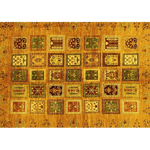 Ahgly Company Indoor Rectangle Abstract Yellow Modern Area Rugs, 5' x 7'