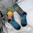 thumbnail image 5 of Gukieu Palm Trees Print Contrast Color Mid-calf Socks, Sweat-wicking Athletic Socks, Unisex Clothing Accessories, 5 of 6