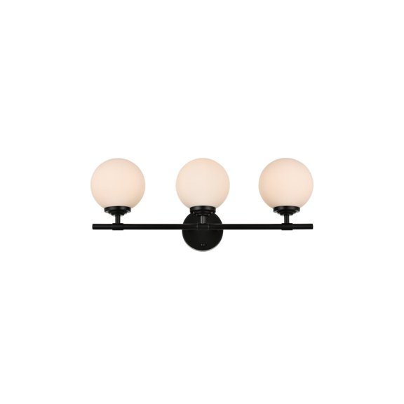 Living District Ansley 3 Light Black And Frosted White Bath Sconce