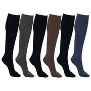 Queen Size Trouser Socks for Women, 6 Pairs Plus Stretchy Opaque Knee High Dress Sock (Assorted B)
